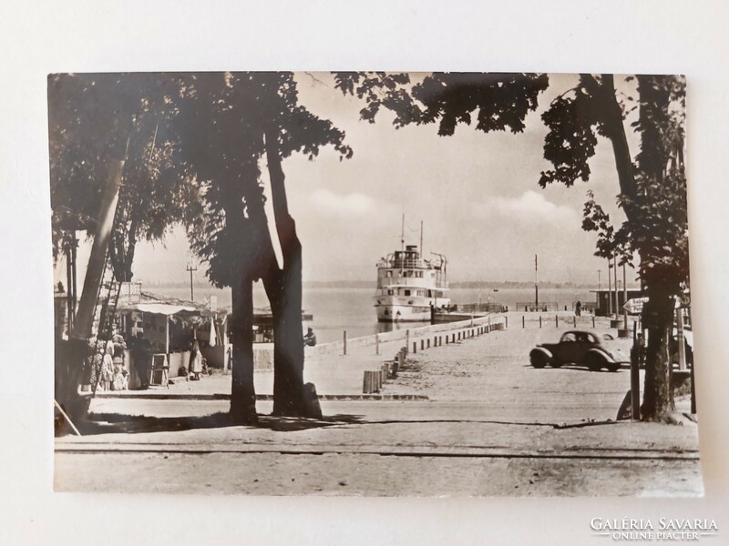 Régi képeslap 1959 Balaton fotó levelezőlap Badacsony hajóállomás