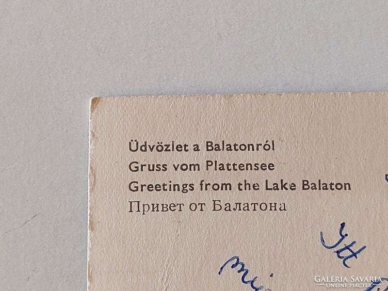 Régi képeslap 1966 Balaton fotó levelezőlap Csobánc hajó
