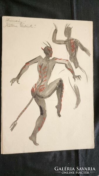 1969 Devil Krampus painting costume design 5 pieces hussar skárna opera director Stravinsky soldier's story