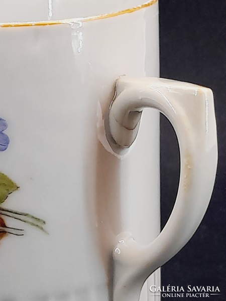 Zsolnay skirted mug with bouquet of flowers