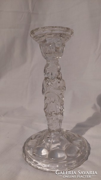 Old figural glass candle holder