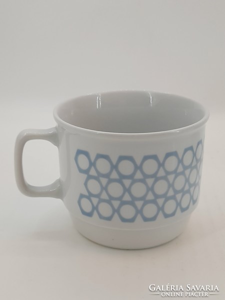 Zsolnay retro mug, blue pattern and brown rose