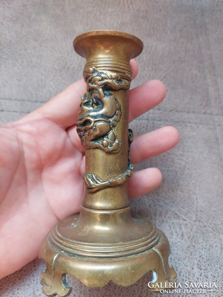 Antique bronze or brass candle holder