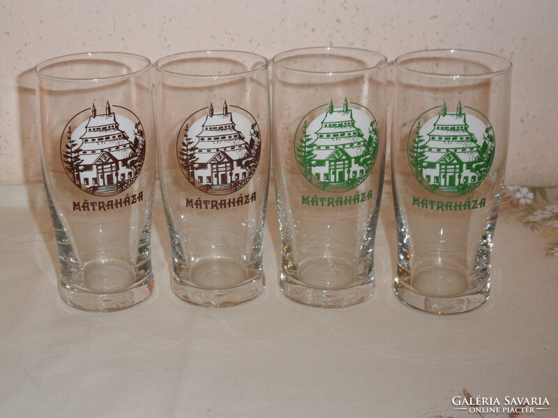 Retro mountain hut glass commemorative cup (4 pcs.)