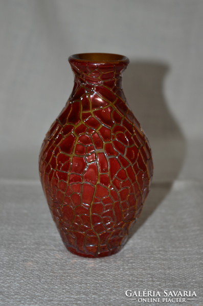 Cracked glazed vase of Zsolnay (damaged) (dbz 0074/1)