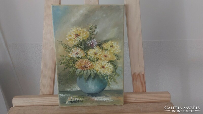 (k) Szép virágcsendélet festmény 50x40 cm