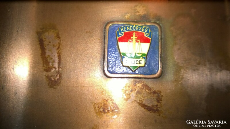 Enamel with police badge-police-copper bowl-ashtray