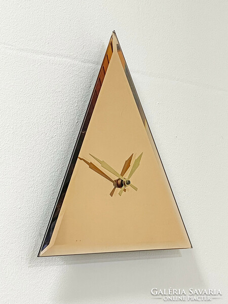 Vintage wall clock triangle glass