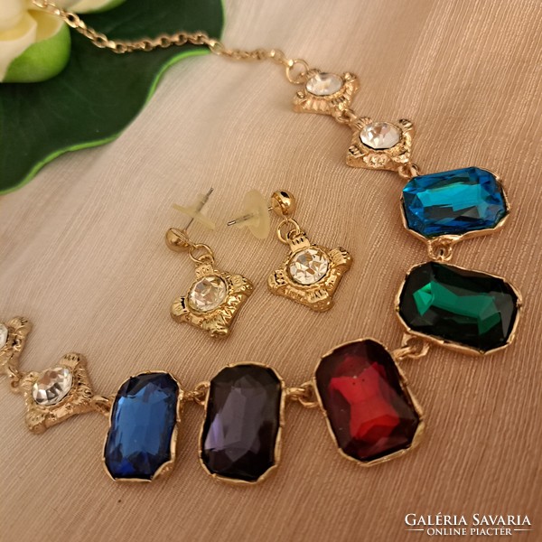 Gilded glass necklaces and earrings