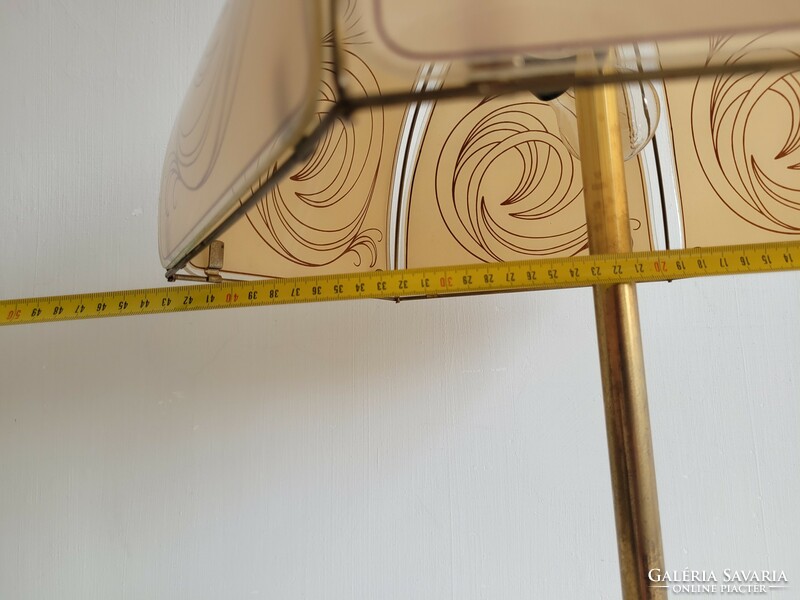 Régi retro nagy méretű 63 cm magas aranyszínű vázas üveg asztali lámpa