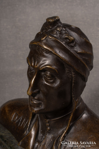 Attributed to L. Galli&raffaelo Vignali: dante Alighieri, bronze bust,