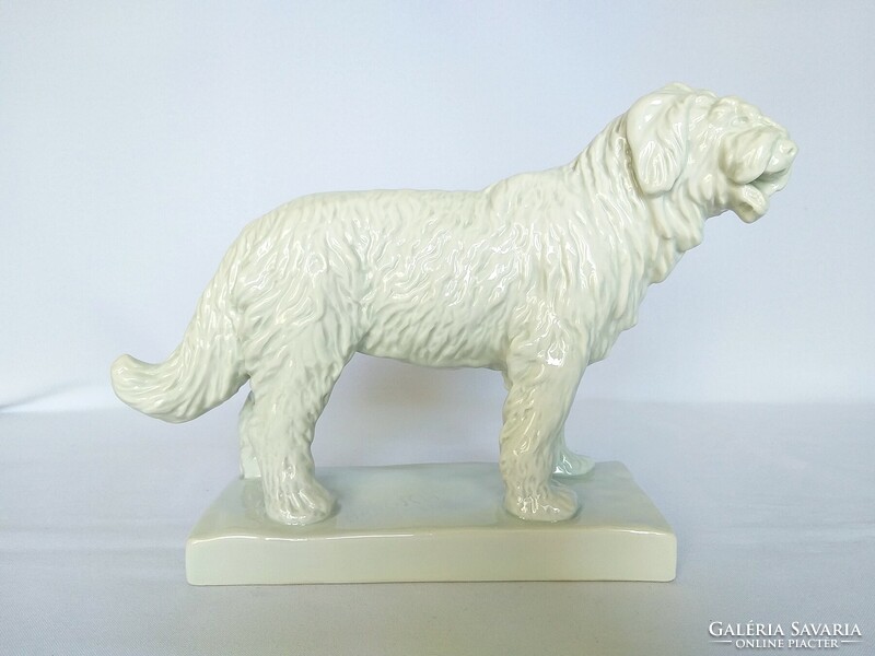 1931 Antique Herend, maugsch gyula, 31 cm large, white dog. Flawless!