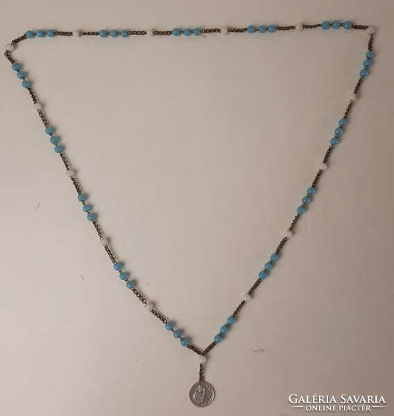 Vintage bijou necklace with religious theme and pendant