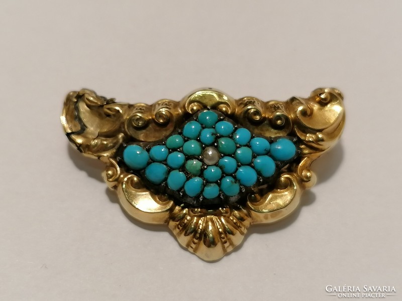 14K yellow gold antique brooch, pin
