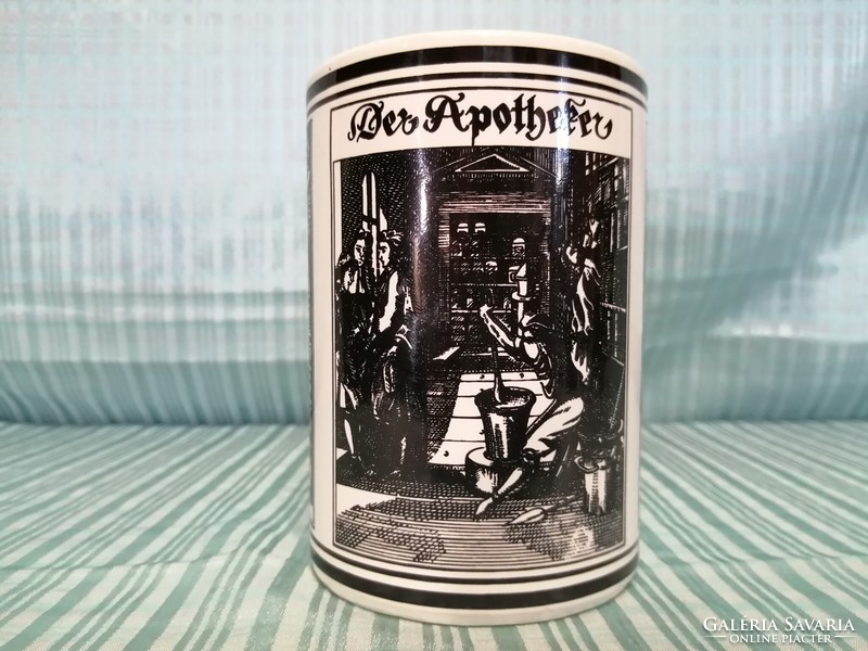 Apothecary pattern, apothecary interior, ceramics, glasses, cups, decorative items, pharmacy
