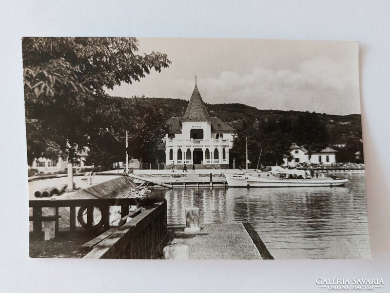 Régi képeslap Balaton fotó levelezőlap Révfülöp hajóállomás 1957