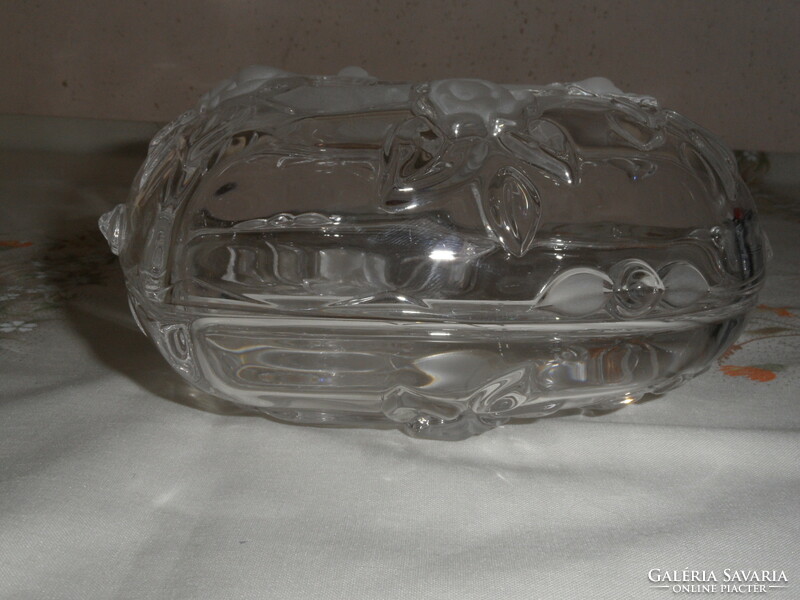 Szív alakú Német üveg bonbonier, dobozka