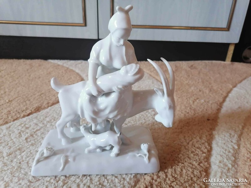 Herend porcelain extremely rare lactating mother sitting on a goat