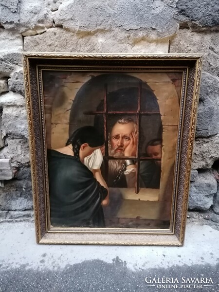 XIX. Century painting József János from Jabloncza says goodbye to his daughter from the window of the prison in Leopoldvár