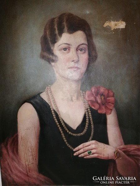 Persian Erzsébet (Erzsi) oil-on-canvas female portrait painting