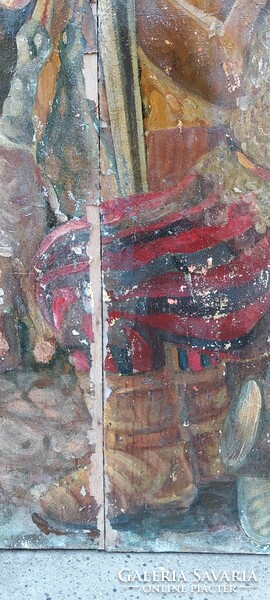 Jelzett, hatalmas (140x250 cm) olaj-fa történelmi festmény