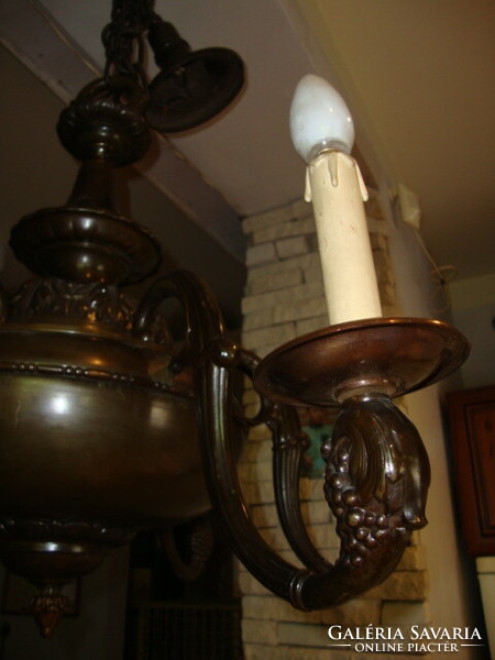 Old 6-arm copper or bronze chandelier 150x80 cm