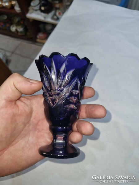 Old blue crystal vase