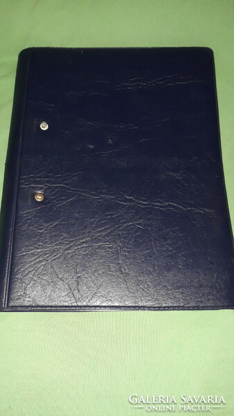 Old 1970s blue leatherette filing folder file paper holder as shown in the pictures