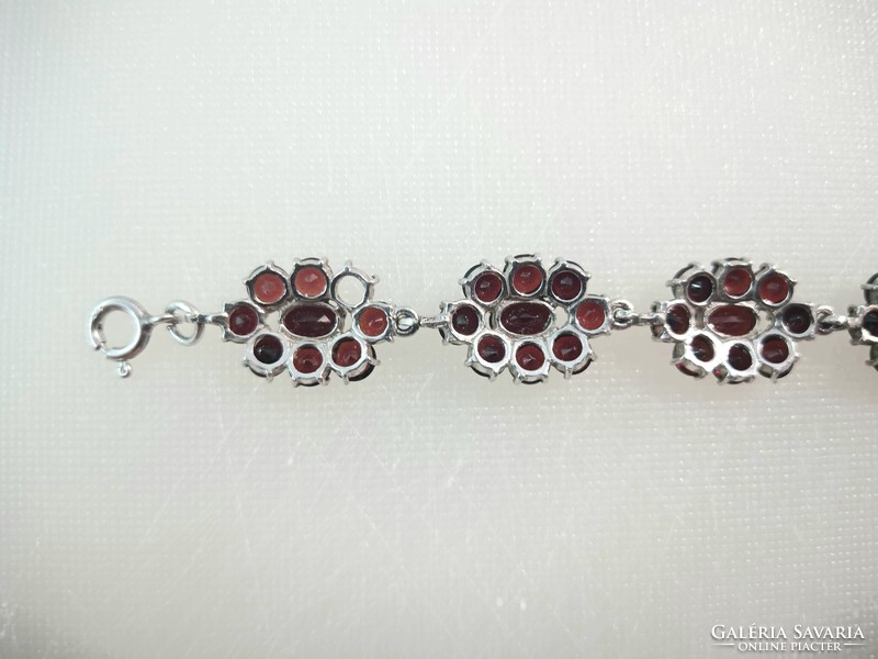 Antique Czech garnet stone 925 silver bracelet, bracelet