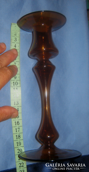 Kézműves borostyán  üveg gyertyatartó