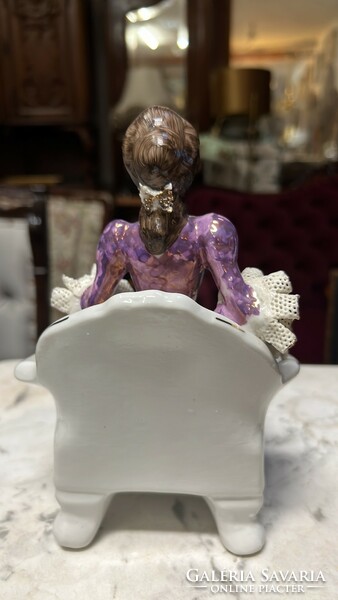 Seated lady in purple lace dress - alba julia porcelain figure