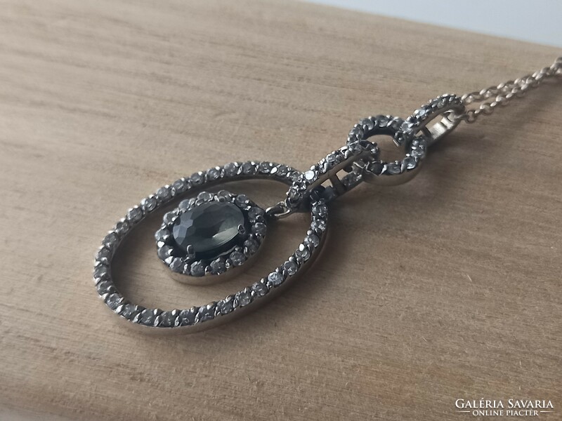 Silver necklace with stone pendant