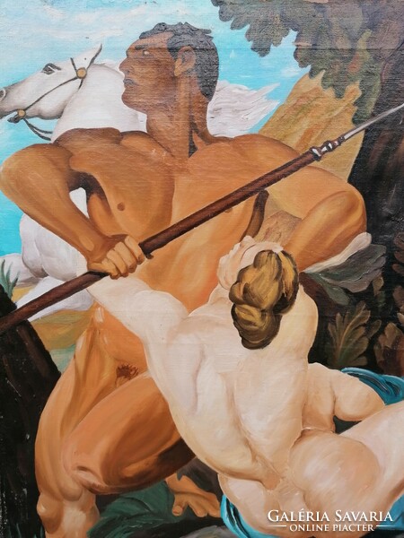 Oil on canvas painting, mythological scene