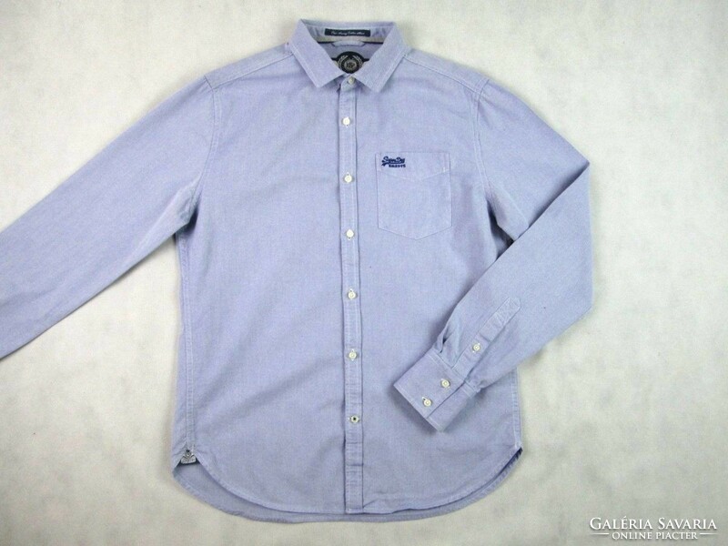 Original superdry (l) elegant sporty blue-grey long-sleeved men's shirt