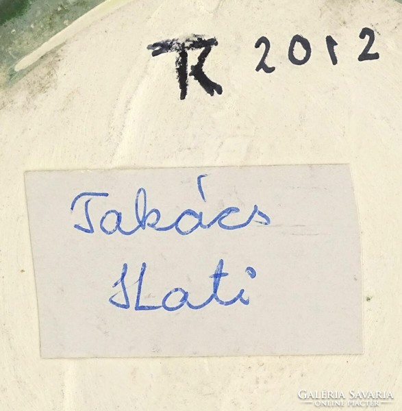 1N985 Jelzett Takács Kati kerámia váza 23.5 cm