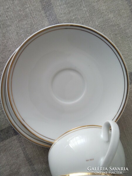 Coffee porcelain - with classic lines / white - gold - 2 person