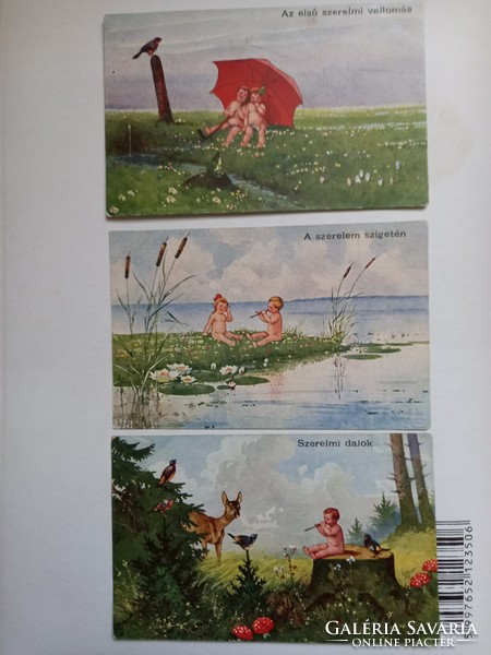1918-ból 3 db Szerelmes felíratós képeslapok.