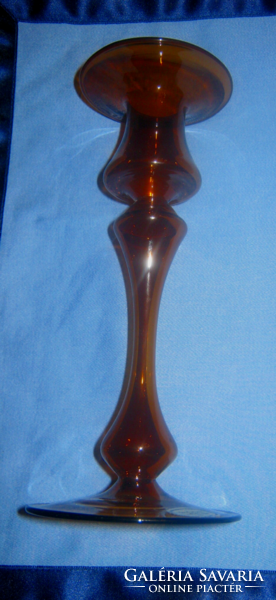 Handmade amber glass candle holder
