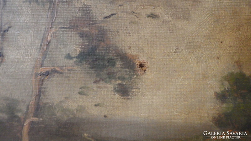 Halász j. Oil on canvas painting landscape with ducks 75x100 cm + frame