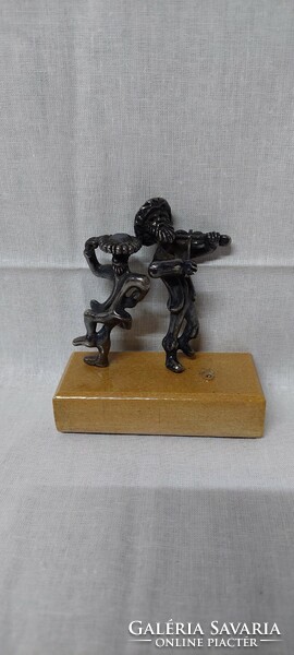 925 Silver sculpture group, figure of a Jewish musician and dancer