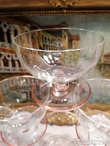 Érdekes antik üveg színes kehely pohár készlet