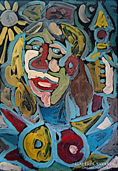 Miklós Cs. Németh: clown girl in blue 70x100 cm