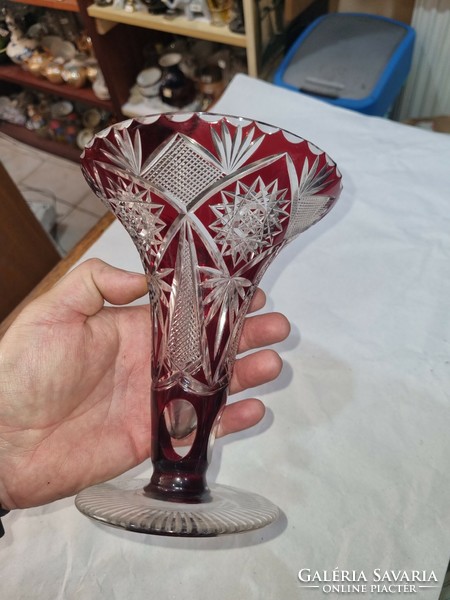 Régi bordó kristály váza