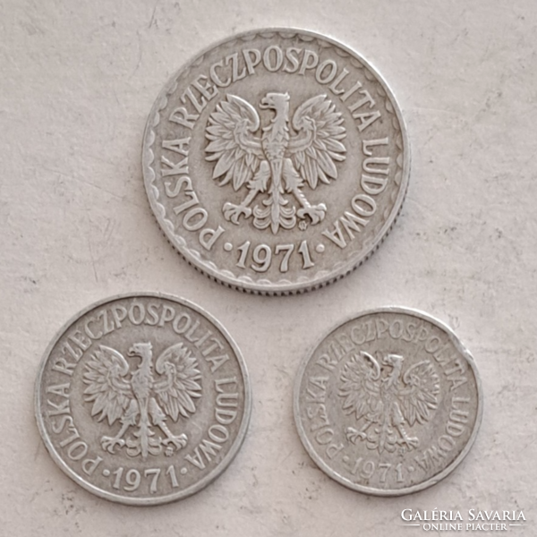 1971. Lengyelország 1 Zloty, 10, 20,  Groszy 3 darab  (168)