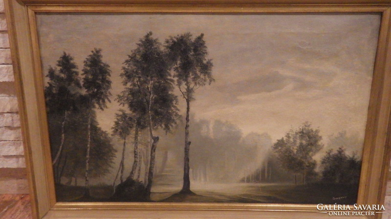 Aranyossy olaj-vászon festmény , ködös erőbelső