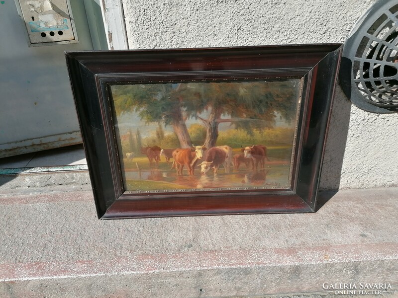 Korpács Lajos tehenes, ritkább festménye, olaj-fa
