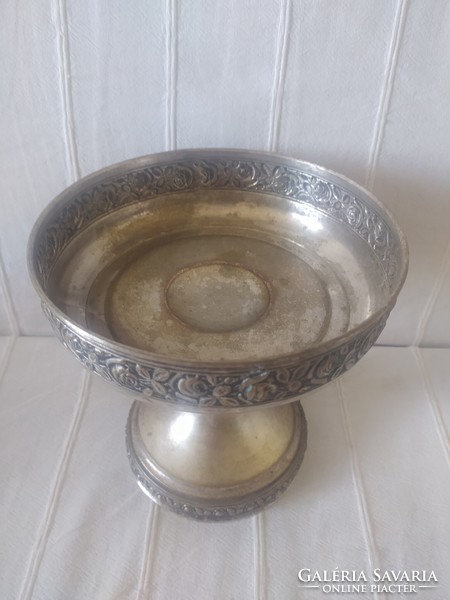 Antique silver-plated centerpiece, offering, flawless, with beautiful glass, 24 cm