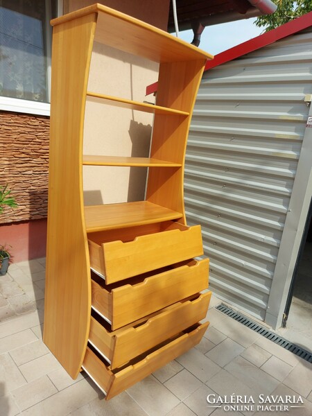 For sale is a special curved shelf made of hard wood with 4 drawers