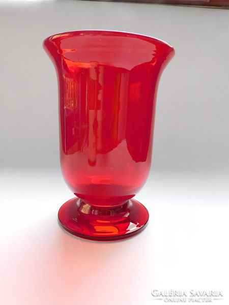 Fire red blown glass goblet