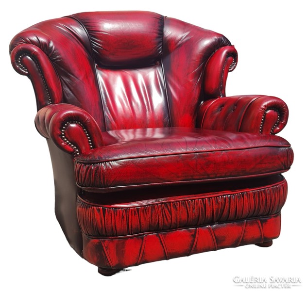 A736 original English chesterfield leather armchair
